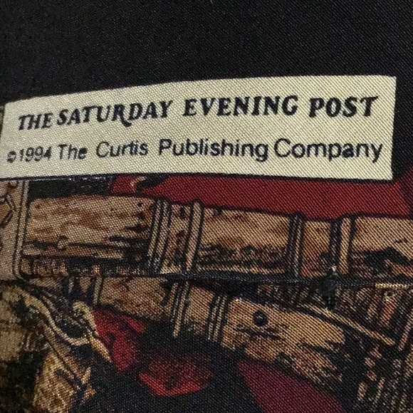 Norman Rockwell 1994 Vintage Santa Black Silk Tie - Picture 6 of 6